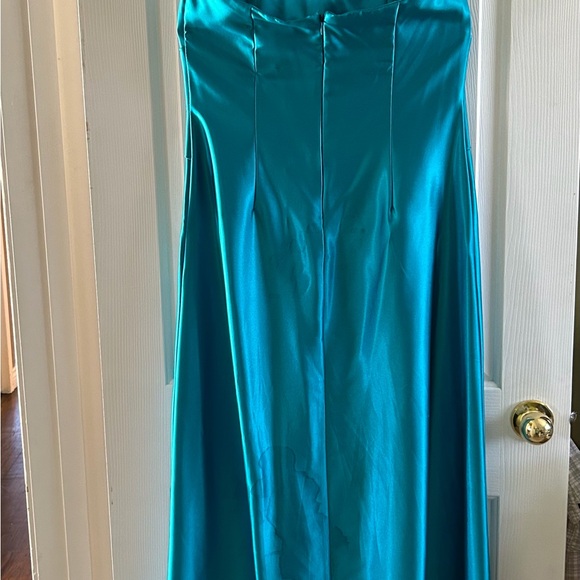 Teal Satin Halter Dress - Picture 7 of 7